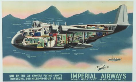 Documentary: The Last African Flying Boat Deck Layout, Ben Johnson, Aviation Posters, Vintage Planes, French Poster, Flying Boat, Vintage Airlines, Aircraft Art, Vintage Aircraft