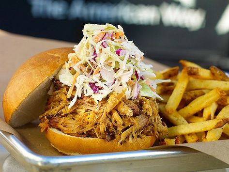 RECIPE: Mission BBQ's Pulled Pork | PEOPLE.com Bbq Pulled Chicken Recipes, Carolina Pulled Pork, Pulled Chicken Recipes, Bbq Pulled Chicken, Mission Bbq, Bbq Pulled Pork Recipe, Barbecue Pulled Pork, Bbq Recipe, Fried Chicken Breast