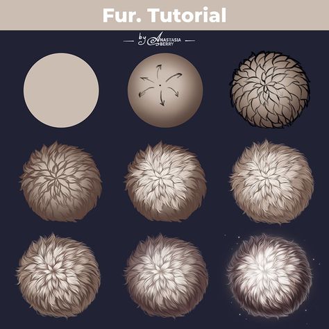 Fur. Tutorial | Patreon Fur Art Tutorial, Fur Shading Tutorial, Fur Rendering Tutorial, How To Shade Fur Digital, Procreate Fur Tutorial, Magic Tutorial, Animal Tails, Roleplay Characters, Fantasy Concept Art