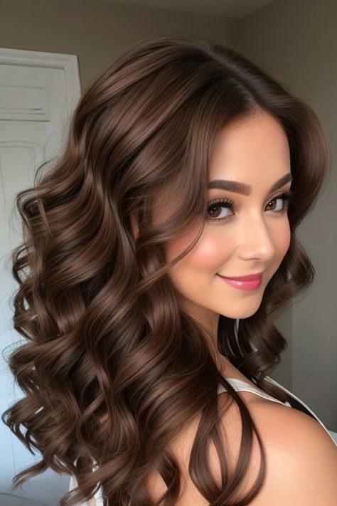 brunette hair | brunette hair with highlights Graduation Hairstyles With Cap, Valentines Hairstyles, Rambut Brunette, Cool Hairstyles For Girls, Hair With Highlights, Hair Color Chocolate, Extension Hair, Roll Hairstyle, Brunette Hair With Highlights