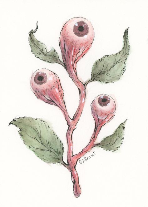 Eye Stem // 5x7" Mini Art Print // Ink and Watercolor... Arte Peculiar, Ink And Watercolor, Arte Inspo, Doodle Art Designs, Creepy Art, Weird Art, Book Art Drawings, Sketchbook Art, Cool Art Drawings