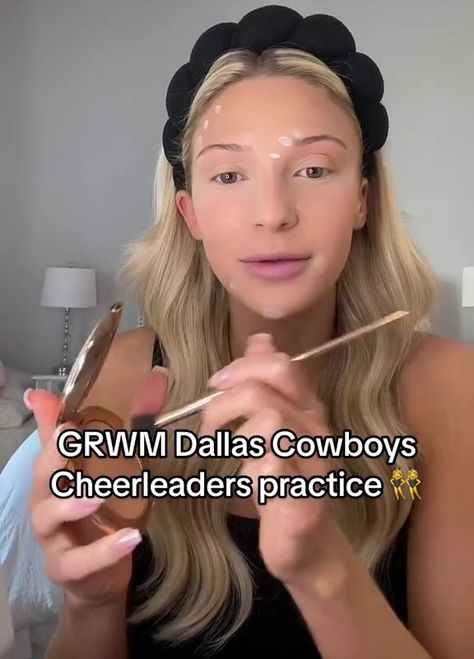 I'm a Dallas Cowboys Cheerleader, the secrets that keeps our make-up in place Sideline Cheer Makeup, Dallas Cowboys Cheerleaders Makeup, Dallas Cowboy Cheerleader Makeup, Dcc Cheerleaders Makeup, Cheerleader Makeup Ideas, Dallas Cowboys Makeup, Cheerleader Makeup, Green Eyes Pop, Cheer Makeup