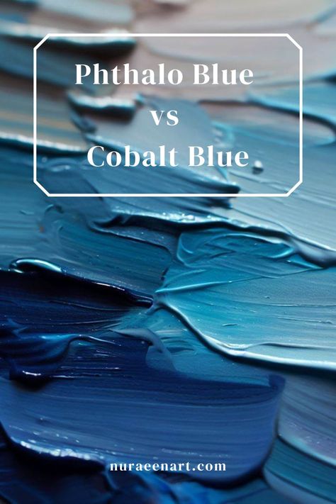 Ready to add dimension to your artwork? Discover the dynamic play of Phthalo Blue vs Cobalt Blue in your palette. #phthaloblue #cobaltblue #blue #blueart #painting #colormixing Cobalt Blue Painting, Watercolor Triads, Phalo Blue, Phthalo Blue, Mixing Colors, Earth Pigments, Blue Palette, Yellow Ochre, Blue Painting