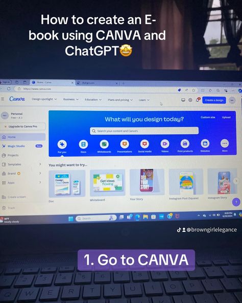 Step by Step guide: How to create an E-book using Canva and ChatGPT💯. #digitalproductsforbeginners #ebook #dfydigitalproducts #womeninbusiness #sidehustle #passiveincome #explorepage #tipsforsuccess Using Canva, Presentation Video, Digital Storytelling, Ebook Cover, Business Education, Canva Design, Step By Step Guide, Canvas Home, Small Business Marketing