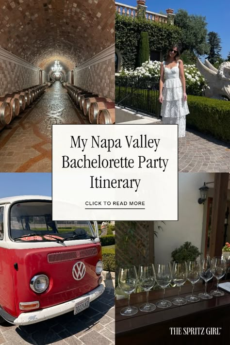 Do you need help planning your trip to Napa Valley? Or are you going to Napa Valley for a bachelorette party, and need recommendations on where to go? Whether you're visiting Napa with just a few friends, or a larger group, this itinerary is for you! I had a Napa Valley bachelorette party last year, and now I'm sharing all of my Napa winery and restaurant recommendations. If you need an itinerary for your Napa bachelorette, or just want to get some ideas, check out my blog for more info! Napa Valley Bachelorette Weekend, Napa Bachelorette Party Ideas, Napa Valley Bachelorette Party, Bachelorette Party Places, Napa Bachelorette Party, Napa Valley Bachelorette, Napa Valley Itinerary, Napa Bachelorette, Bachelorette Party Trip