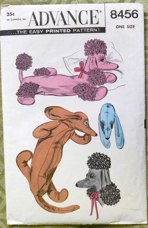 Vtg 1950s Advance 8456 Pajama Case Stuffed Toy Dachshund Dog PATTERN UnCUT FF Poodle Stuffed Animal, Toy Dachshund, Stuffed Animal Pattern, Pajama Bag, Animal Pajamas, Fabric Sewing Patterns, Pet Dogs Puppies, Fabric Sewing, Dog Pattern