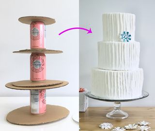 Fake Prop Cake From Cardboard & Soda Cans : 11 Steps (with Pictures) - Instructables Cardboard Birthday Cake Diy, Cake Props Diy, Prop Cake Diy, Fake Wedding Cake Ideas, Cardboard Cake Diy, Diy Fake Cake Prop, Diy Fake Food Props, How To Make Fake Cake, Fake Cakes For Display Diy