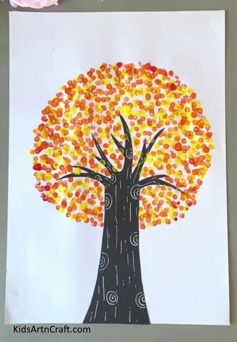 Colorful Trees Painting – Step by Step Tutorial - Kids Art & Craft Earbud Painting For Kids, Ear Buds Painting, Buds Painting, Colorful Tree Painting, Step By Step Crafts, How To Mix Colors, Simple Paper Crafts, Spring Art Projects, Painting Step By Step