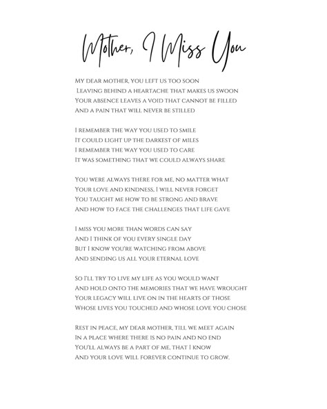 Mom, I Miss You Poem to My Mother That I Lost Grief Poem Mother's Day Gift Sympathy Gift Tribute to My Mom in Memory of Mom - Etsy In Loving Memory Of My Mom, Mothers Tears Quotes, Missing You Mom In Heaven, Bereavement Quotes Mother, Lost Mother Quotes I Miss You, Lost Mother Quotes, Missing Mom In Heaven Quotes, Saying Goodbye To Your Mother, My First Mother’s Day Without My Mom