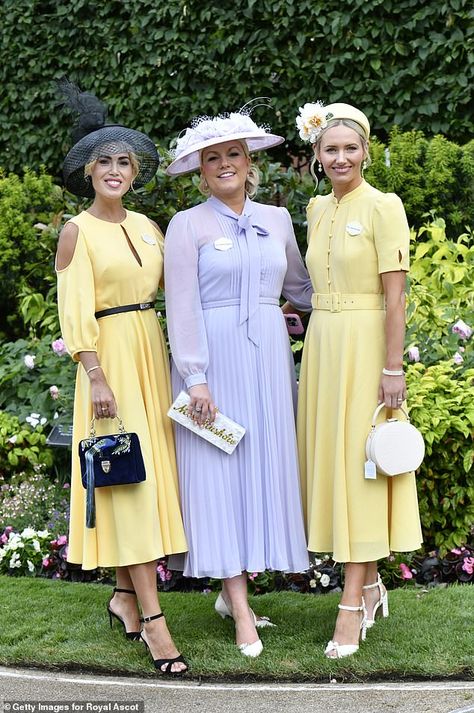 Also present was singer Natalie Rushdie (centre), who posed up a storm with influencers Ka... Royal Garden Party Outfit, Hat For Garden Party At Royal Ascot, Headband For Garden Party And Royal Ascot, Headband For Garden Party At Royal Ascot, Royal Ascot Garden Party Hat, Feminine Pink Hat For Royal Ascot, Royal Garden Party, Ascot Outfits, Garden Party Outfit