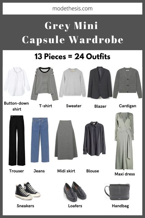 Building a one-based-color wardrobe can be tricky. In this grey capsule wardrobe post, I shared how to create one, all the grey wardrobe essentials and grey outfit ideas. Capsule Wardrobe Black Grey Purple, Grey Capsule Wardrobe, Micro Wardrobe, Grey Hijab Outfit, Small Capsule Wardrobe, Grey Outfit Ideas, Modest Capsule Wardrobe, Mini Capsule Wardrobe, Grey Hijab