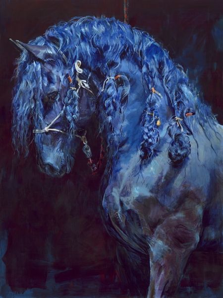 Fantasy Horses, Horse Artwork, Black Horses, Blue Horse, Horse Drawings, Tableau Art, Equine Art, Animals Artwork, Paint By Numbers