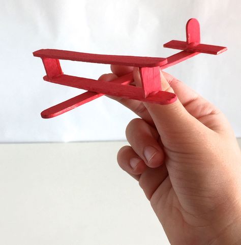 Popsicle Stick Airplane. Popsicle Stick Airplane, Airplane Crafts For Kids, Airplane Craft, Craft Stick Projects, Popsicle Stick Art, Airplane Crafts, Nautical Crafts, Holiday Program, Stick Art