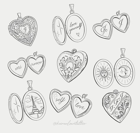 Locket Tattoo Design, Locket Illustration, Heart Locket Tattoo, Locket Tattoos, Small Girly Tattoos, M Tattoos, Desenho Tattoo, Girly Tattoos, Subtle Tattoos