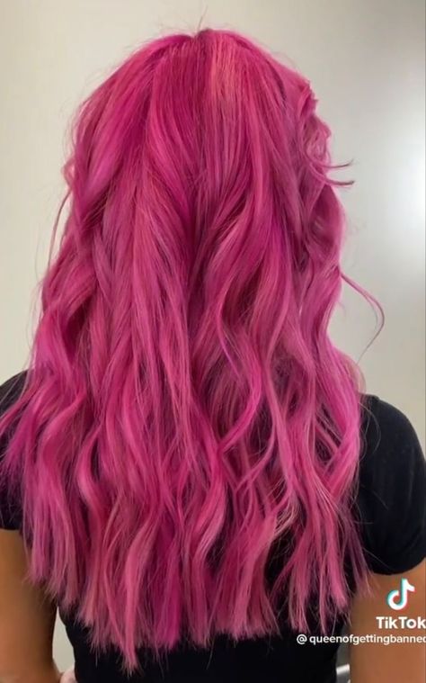 Different Shades Of Pink Hair, Fun Hair Color Ideas For Summer, Vibrant Pink Hair, Long Pink Hair, Whimsical Aesthetic, Magenta Hair, Hot Pink Hair, Red Hair Inspo, Hair Color Unique