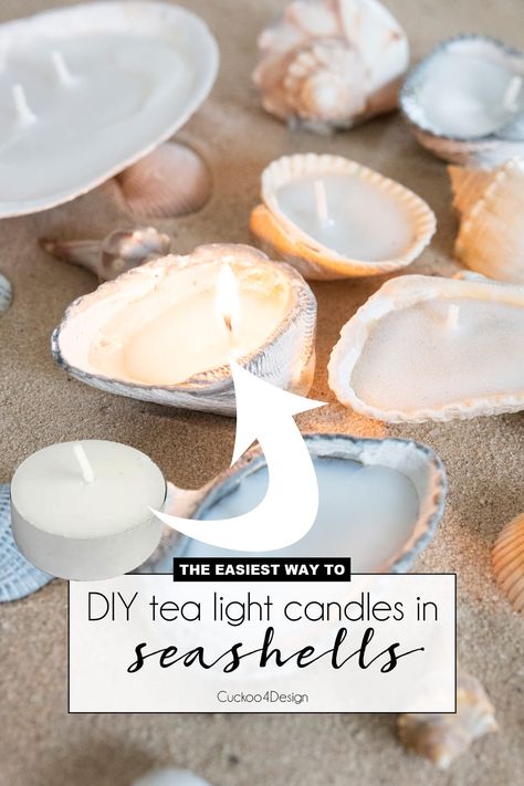 Candles in seashells are a fun craft to make with all your collected vacation seashells. Let me show you the easiest way to make them. #DIYcandles #seashellcandles #beachcraft #bohodecor Easy Macrame Wreath, Shell Candles Diy, Beachy Candles, Shell Creations, Seashell Art Diy, Craft To Make, Diy Tea, Easy Macrame, Seashell Candles