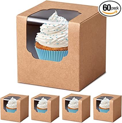 Amazon.com: SHALLIVE Kraft Cupcake Boxes Individual 60 Pcs with Inserts, Cocoa Bomb Packaing Single Brown Cupcake Containers Paper 3.5" Holders for Cookies, Muffins, Pastries, Wedding Baby Shower Birthday Graduation : Home & Kitchen Single Cupcake Packaging, Plastic Cupcake Containers, Individual Cupcake Boxes, Single Cupcake Boxes, Cupcake Packaging, Cupcake Carrier, Cupcake Container, Baking Packaging, Bakery Boxes