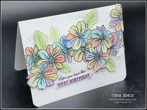 Tina Zinck, Stitched Flowers, Online Card, Daisy Cards, Cards Homemade, Appreciation Cards, Hello Cards, Free Card, My Gift