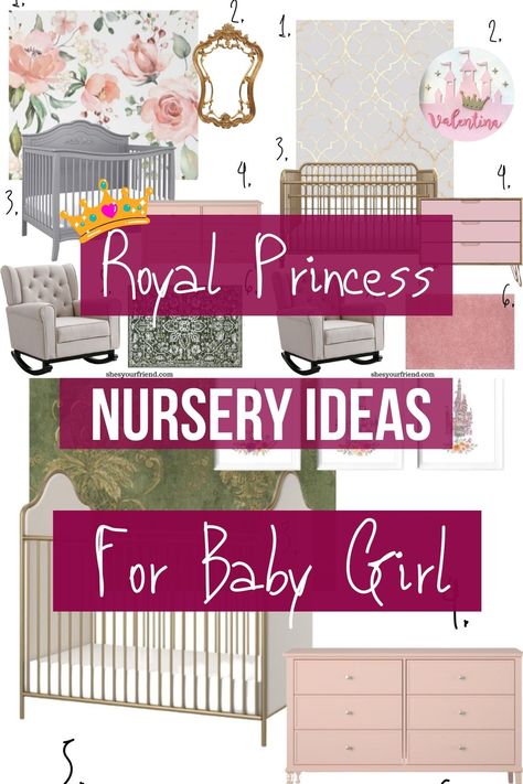 Princess Nursery Ideas, Princess Themed Nursery, Baby Nursery Design, Baby Nursery Inspiration, Princess Nursery, Baby Nursery Themes, Themed Nursery, Royal Princess, Nursery Inspiration