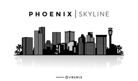 Phoenix skyline silhouette Phoenix Skyline Tattoo, Arizona Skyline Tattoo, Arizona Pictures, Phoenix Skyline, Phoenix Drawing, Skyline Tattoo, Skyline Drawing, City Skyline Silhouette, Mexican Art Tattoos