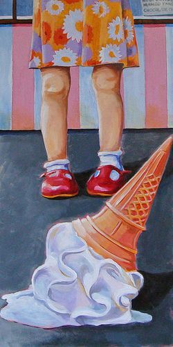 OOPS... Ice Cream Painting On Canvas, Ap Art Portfolio Childhood, Childhood Nostalgia Art, Dropped Ice Cream, Chalk Inspiration, Dessert Painting, Ice Cream Drawing, I Scream For Ice Cream, Memory Artwork