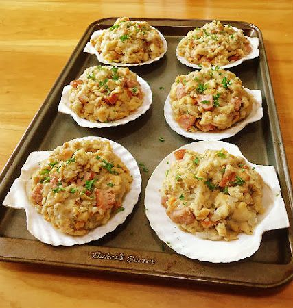 One Perfect Bite: Clam Stuffing for Shells or Fish Clam Stuffing Recipe, Baked Clams Recipe, Stuffed Clams, Baked Clams, Smoked Salmon Frittata, Once Bitten, Beer Nuts, Clams Casino, Savory Cheese