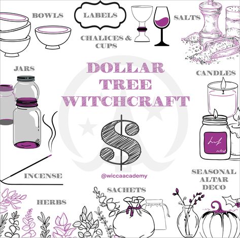 Dollar Store Witch Supplies, Beginner Witch Supplies, Dollar Tree Witchcraft, How To Be A Witch Beginners, Tree Witchcraft, Budget Witchcraft, Witch Tips For Beginners, Beginner Witch Tips, Baby Witch Tips