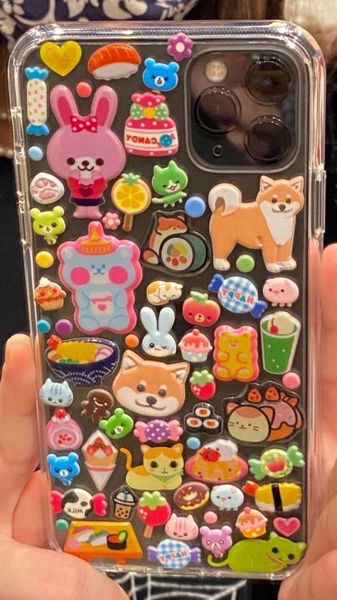 Many Stickers, Sticker Phone Case, Photographie Indie, Kawaii Phone Case, Case Ideas, Pretty Phone Cases, Apple Phone Case, Puffy Stickers, Aesthetic Phone Case