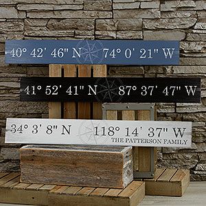 Personalized Wood Wall Art | PersonalizationMall.com Personalized Wood Signs, Latitude Longitude, Beach Signs, Decor Guide, Diy Pallet Projects, Country House Decor, Pallet Projects, New Wall, Handmade Home Decor