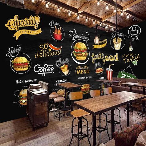 Art Deco Style Interior, Small Restaurant Design, Breakfast Restaurant, Deco Bar, Aesthetic Interior Design, Best Fast Food, Pizza Shop, Small Restaurant, Custom Murals