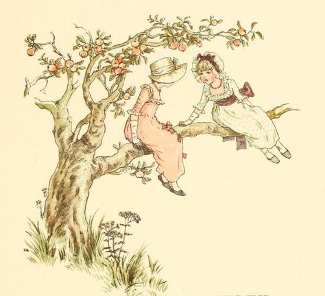 Kate Greenaway 1910 from The Marigold Garden - In an Appletree Marigold Garden, Storybook Illustration, Vintage Storybook, Illustration Reference, Kate Greenaway, Mary Engelbreit, Illustration Vintage, Tree Canvas, Japanese Woodblock Printing