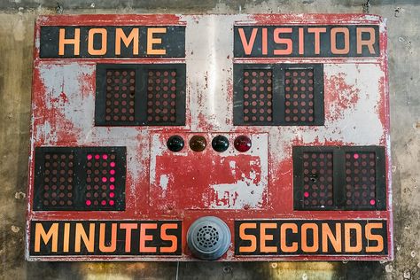 A rusty vintage scoreboard hanging on a wall. Old Dogs, Royalty Free Stock Photos, Google Search, Wall