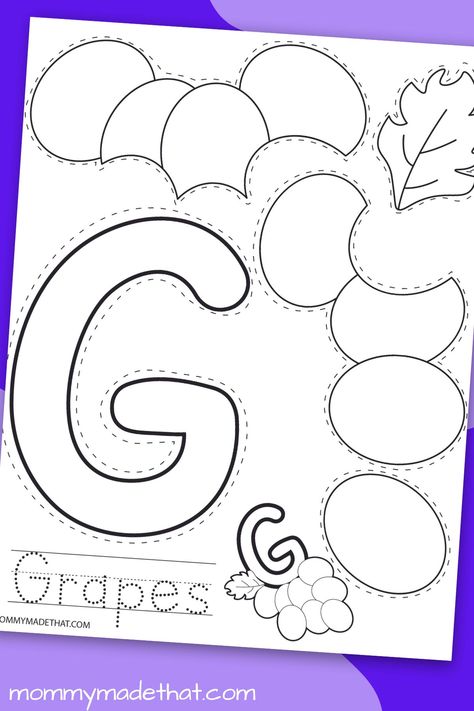 Letter G Animal Craft, G Is For Garden Preschool, Grapes Craft For Preschool, G Is For Grapes Craft, G Is For God Preschool, G Is For Preschool, Letter G Crafts For Kindergarten, G Letter Craft, Letter G Preschool Crafts