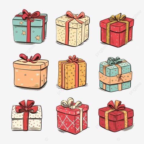 collection of doodle christmas gift boxes vector illustration gift doodle line drawing png Christmas Gifts Illustration, Christmas Gift Box Drawing, Present Box Drawing, Gift Box Drawing, Christmas Gift Illustration, Gift Box Illustration, Present Illustration, Gift Doodle, Gift Clipart