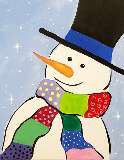 Starfish Painting, Christmas Paintings On Canvas, Paint Nite, Kids Art Class, Adult Coloring Designs, Christmas Rock, Watercolor Paintings For Beginners, Snowman Painting, Holiday Painting