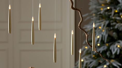 Floating Candle Sticks, Hanging Floating Candles, Hanging Candles Christmas, Floating Candles Decor, Floating Candle Ideas, Floating Candle Decorations, Floating Candles Halloween, Candle Ceiling, Fall And Halloween Decor