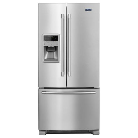 Maytag - Refrigerator With Beveragechiller - 21.7 Cu. Ft. -Stainless MFI2269FRZ - Rona Double Door Refrigerator Size, Maytag Refrigerator, Refrigerator Sizes, Pantry Drawers, Double Door Refrigerator, French Doors Patio, Stainless Steel Refrigerator, Bottom Freezer, French Door