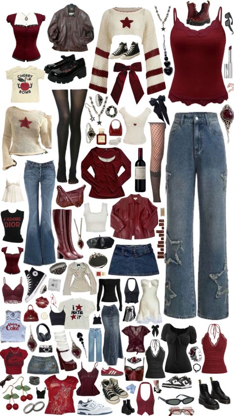 #outfitinspo #red Gryffindor Outfit, Aesthetic Vintage Outfits, Downtown Outfits, Outfit Inspo Casual, Classy Work Outfits, Trendy Fashion Outfits, Red Outfit, Really Cute Outfits, Outfit Inspo Fall