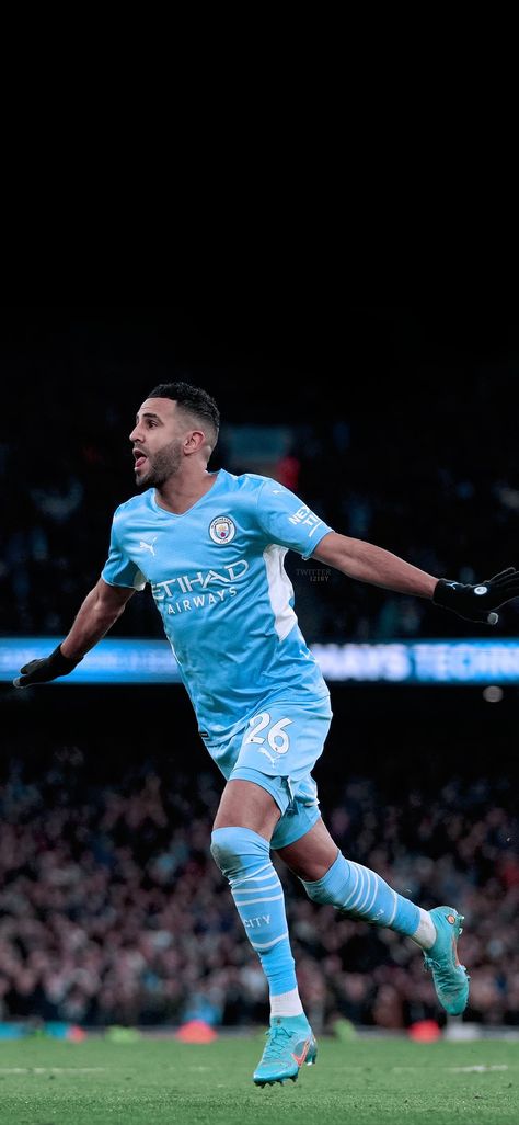 Man City Premier League Champions, Riyad Mahrez Wallpaper, Mahrez Wallpaper, Riyad Mahrez, Football Pics, Football Or Soccer, Aesthetic Lockscreens, Team Goals, Football Stuff