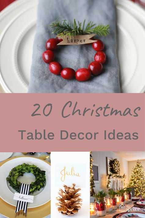 Blow your guests out of the water with Christmas table settings they won't forget this holiday. How to make centerpieces, napkin rings and other gorgeous #DIY table decorations. Home Made Christmas Place Settings, Easy Christmas Place Settings, Diy Christmas Table Favors, Christmas Table Ornament For Plates, Diy Christmas Place Settings, Xmas Table Settings Ideas, Christmas Napkins Ideas, Christmas Table Favors To Make, Christmas Table Gifts Favors