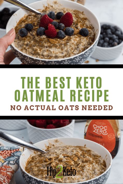 Here is a keto breakfast idea that is perfect for a low carb low sugar diet. This "oatmeal" recipe is not actually made with oats, but instead with healthy ingredients including chia seeds, hemp hearts and flex seeds. Noatmeal Keto Recipes, Is Oatmeal Gluten Free, Low Carb Baked Oatmeal, Keto Overnight Oats Low Carb, Keto Oats, Oatmeal For Diabetics, Low Carb Oatmeal, Keto Oatmeal, Healthy Oatmeal Recipes