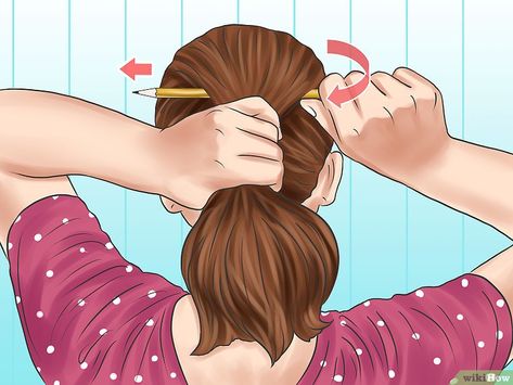 5 Ways to Put Your Hair up With a Pencil - wikiHow Hair Up With A Pencil, Asian Hair Bun, Job Interview Hairstyles, Braids And Curls, Interview Hairstyles, Diy Cat Stuff, Hair Styling Ideas, Hair Styles For Long Hair, How To Braid