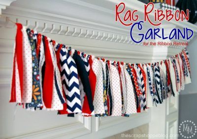 4th Of July Events, Patriotic Projects, Polka Dot Chair, Rag Garland, Ribbon Garland, Fourth Of July Decor, Patriotic Crafts, 4th Of July Celebration, 4th Of July Decorations