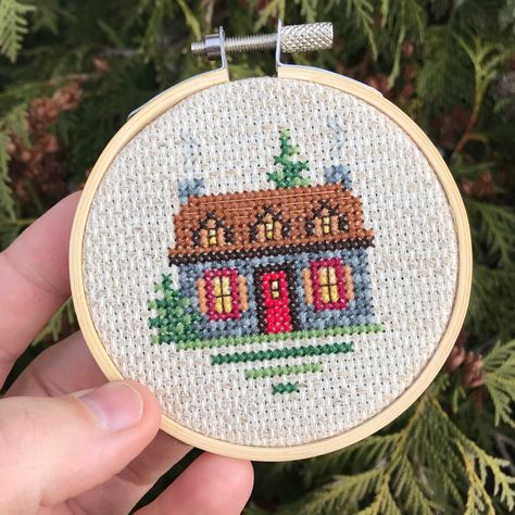 Wood Cross Stitch, Cross Stitch House Patterns Free, Stone Cottage In The Woods, Cottage Cross Stitch, Pigeon Coop, Cross Stitch Gifts Ideas, Cottage Pattern, Colour Names, Home Cross Stitch