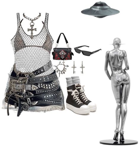 Rock Band Outfits Women, Band Outfits Stage, Goth Cowgirl, Black Cheerleaders, Cowgirl Outfit, Sheer Tops, Balenciaga Sunglasses, Estilo Hippy, Bill Kaulitz