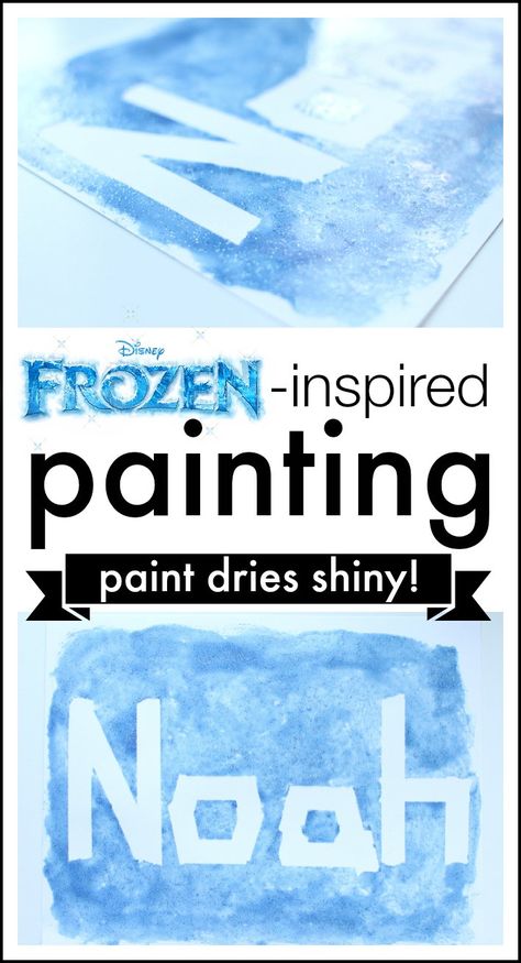 This Frozen-inspired painting activity is perfect for the Frozen movie lover in your house. The paint even dries shiny to look like ice! Frozen Classroom, Frozen Activities, Frozen Crafts, Movie Crafts, Inspired Painting, Snow Activities, Frozen Movie, Painting Activities, Winter Preschool