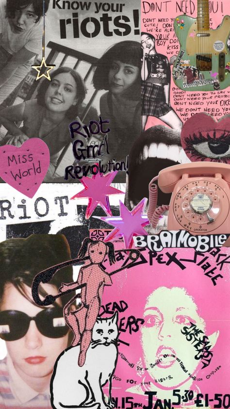 #riotgrrrl #kathleenhanna #bikinikill #bratmobile #sleaterkinney #xrayspex #feminism Bratmobile Poster, Riot Grrrl Wallpaper, My Shuffles, Riot Grrrl Aesthetic, Y2k Backgrounds, Punk Rock Wallpaper, Riot Grrrl Fashion, Punk Singer, Pink Grunge Aesthetic