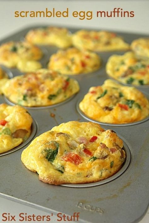 Scrambled Egg Breakfast, Egg Breakfast Muffins, Scrambled Egg Muffins, Breakfast Eggs Scrambled, Egg Muffins Breakfast, Tin Recipes, Low Carb Muffins, Vegan Muffins, Scrambled Egg