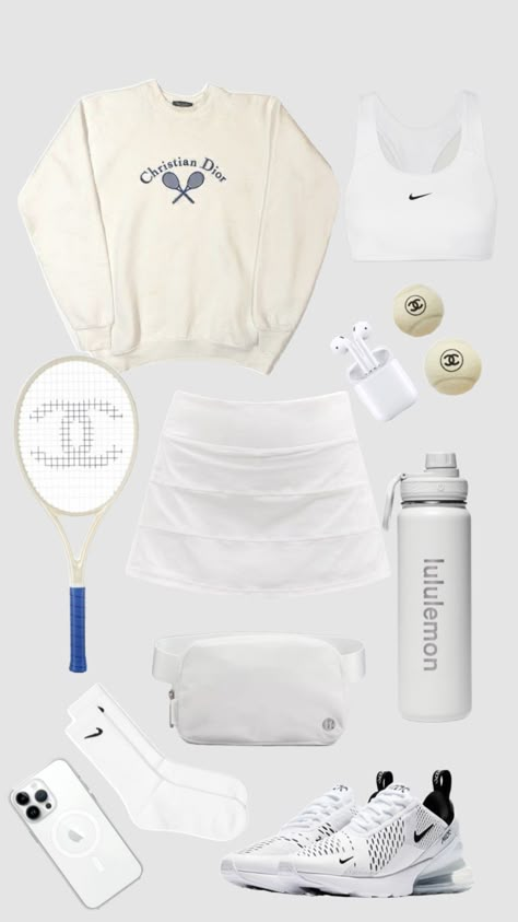 #tennisgirl #tennis #chanel #lululemongirl #lululemon #nike #outfitinspo #sports Matching Tennis Outfits, Tennis Outfit Inspiration, Tennis Outfits Practice, Tennis Practice Outfit, Tenis Outfits Sport, Tennis Girl Outfit, Cute Tennis Outfits, Nike Tennis Outfits, Cute Tennis Outfit