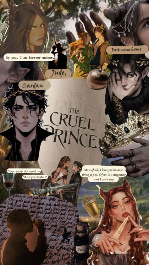 Jude + Cardan in ‘The Cruel Prince’ 🍃🍄 #books #thecruelprince #thecruelprinceaesthetic #judedaurte #cardangreenbriar #judeandcardan #bookish Cardan Greenbriar And Jude Duarte, Prince Cardan, Poem Ideas, The Cruel Prince Series, Book Core, Collage Books, Cruel Prince Series, Jude Cardan, Cardan And Jude